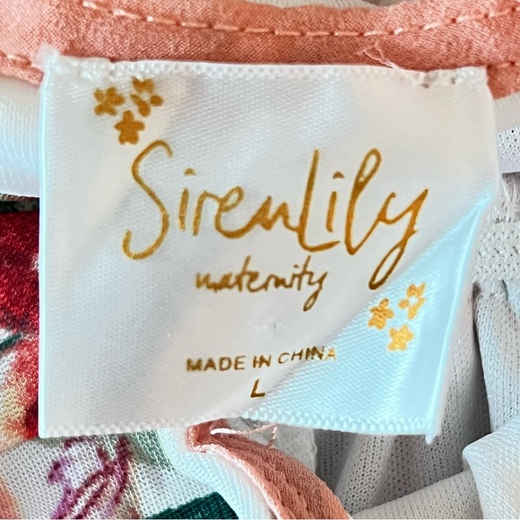 Siren Lily White/Pink/Green Sleeveless Longer Flowing Maternity Sundress-Size L - Picture 9 of 10